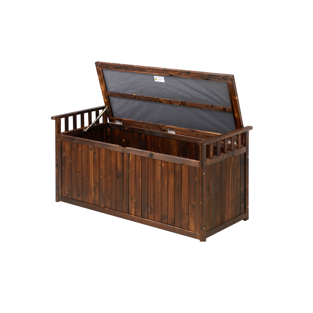 Livsip Outdoor Storage Box Garden Bench Wooden 500L Charcoal-Outdoor Storage Boxes-PEROZ Accessories
