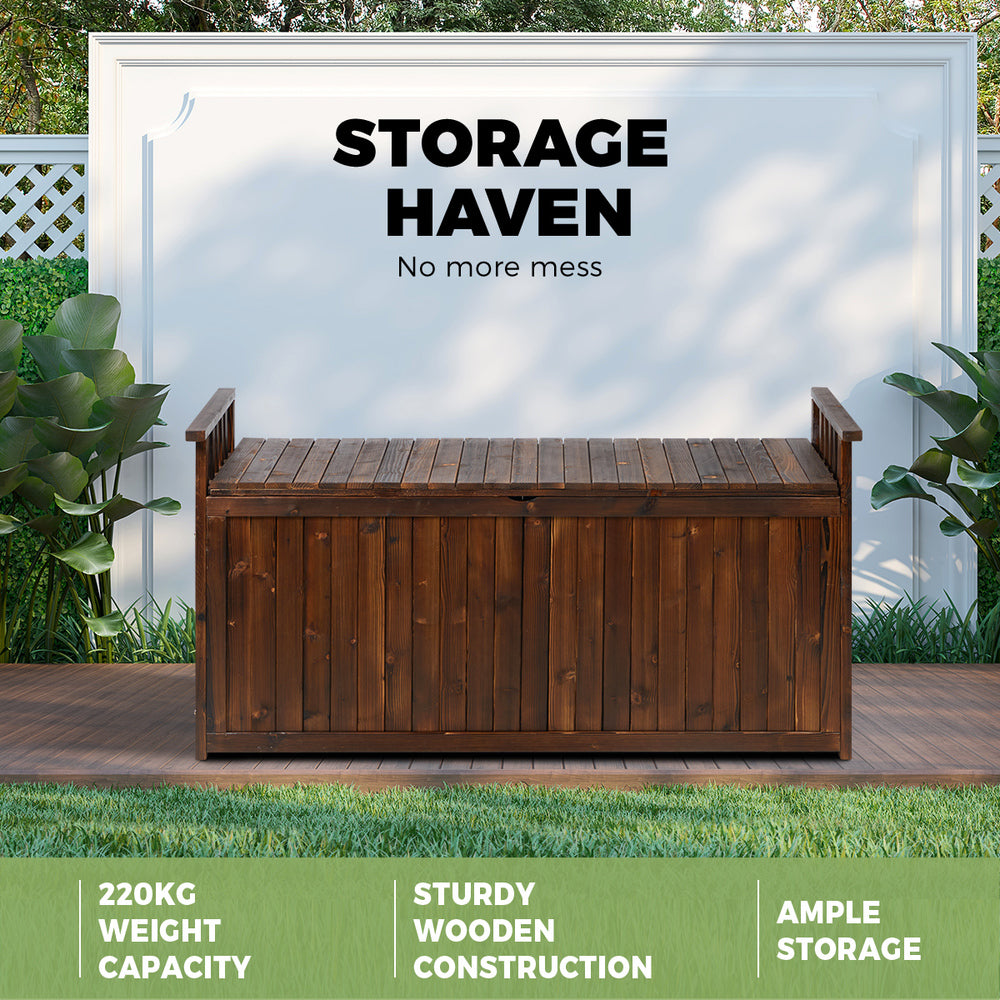 Livsip Outdoor Storage Box Garden Bench Wooden 500L Charcoal-Outdoor Storage Boxes-PEROZ Accessories