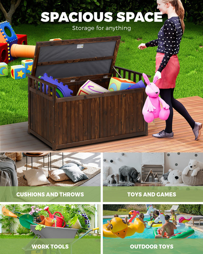 Livsip Outdoor Storage Box Garden Bench Wooden 500L Charcoal-Outdoor Storage Boxes-PEROZ Accessories