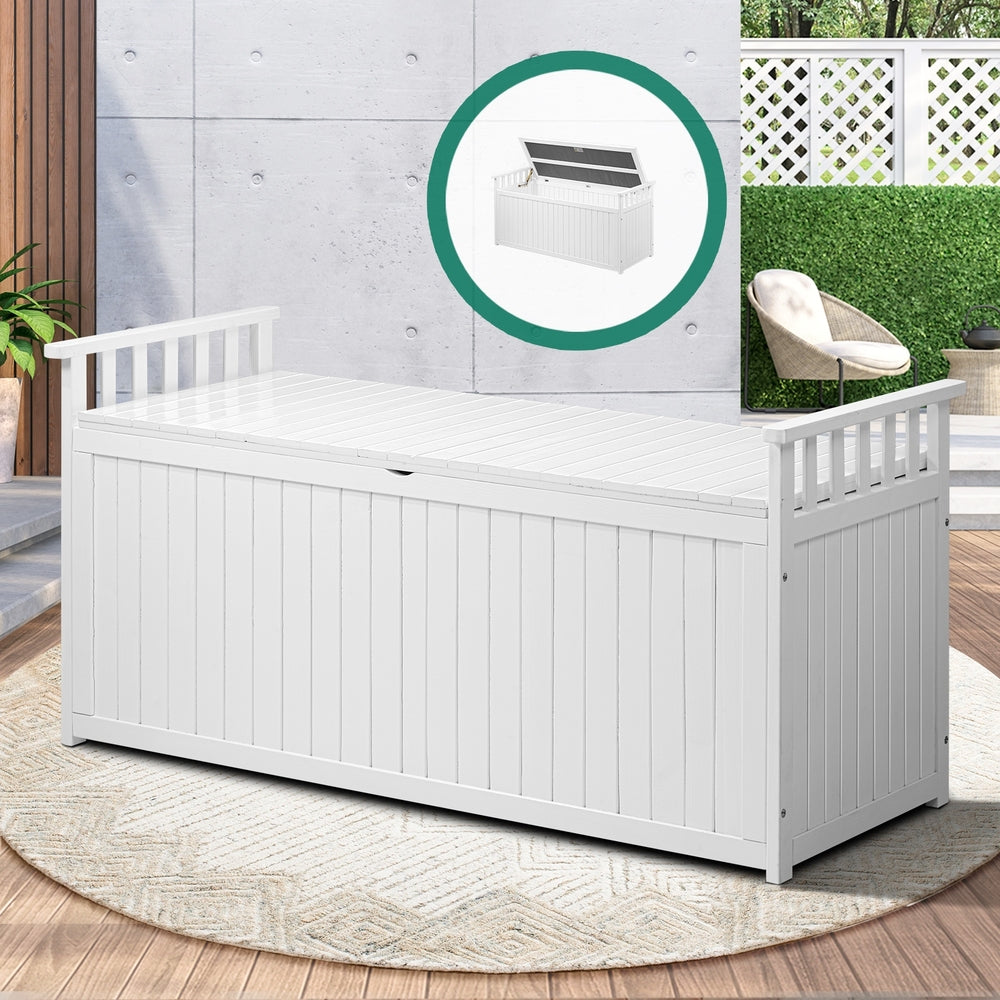 Livsip Outdoor Storage Box Garden Bench Wooden 500L White-Outdoor Storage Boxes-PEROZ Accessories