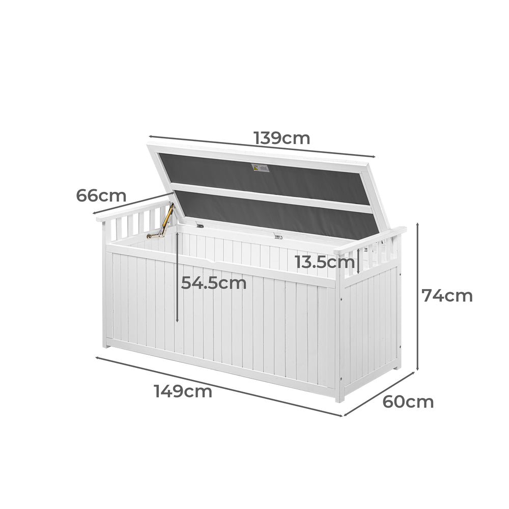 Livsip Outdoor Storage Box Garden Bench Wooden 500L White-Outdoor Storage Boxes-PEROZ Accessories