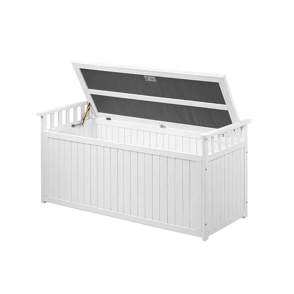 Livsip Outdoor Storage Box Garden Bench Wooden 500L White-Outdoor Storage Boxes-PEROZ Accessories