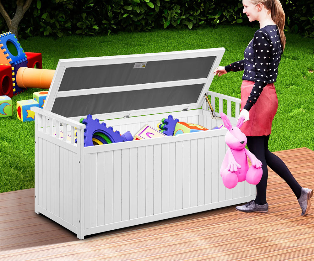 Livsip Outdoor Storage Box Garden Bench Wooden 500L White-Outdoor Storage Boxes-PEROZ Accessories