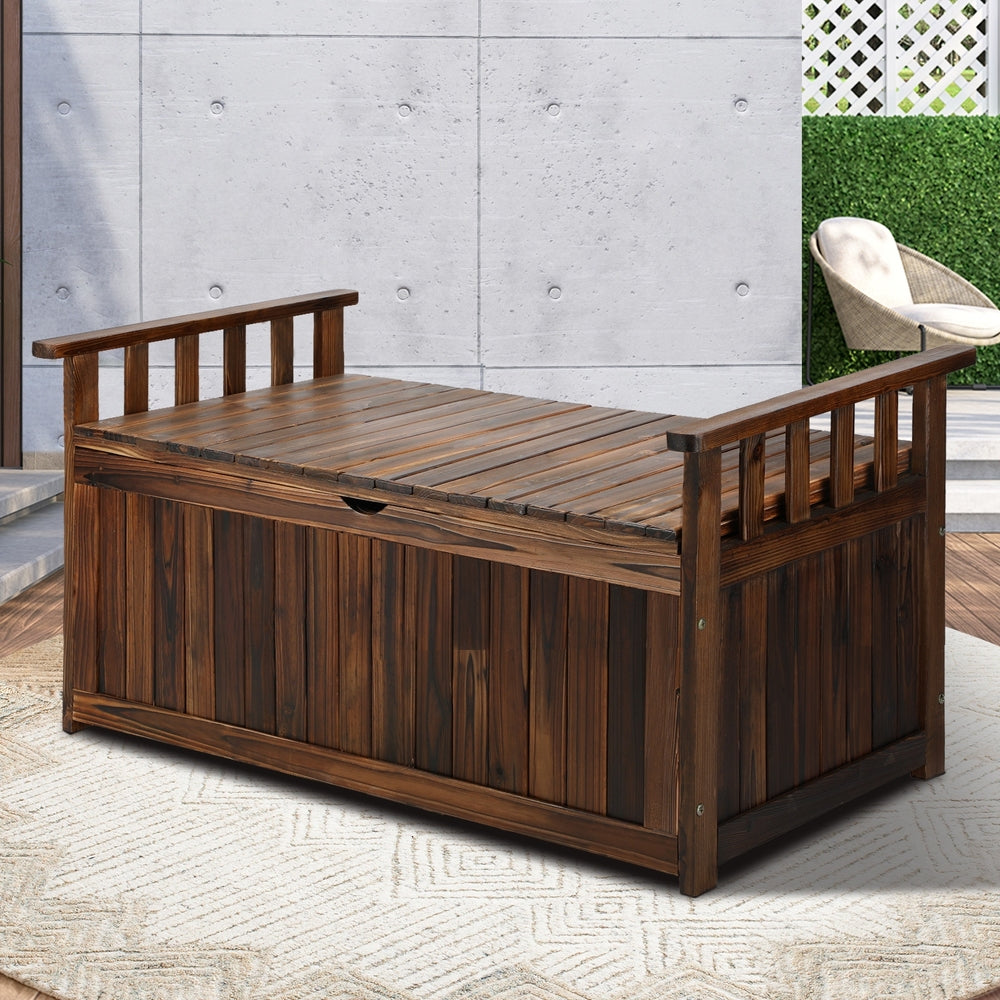 Livsip Outdoor Storage Box Wooden Garden Bench L Charcoal-Outdoor Storage Boxes-PEROZ Accessories
