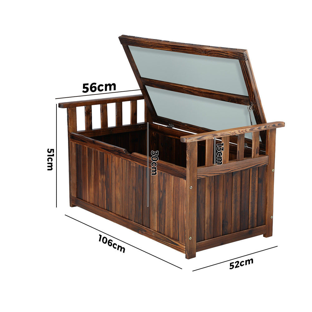 Livsip Outdoor Storage Box Wooden Garden Bench L Charcoal-Outdoor Storage Boxes-PEROZ Accessories