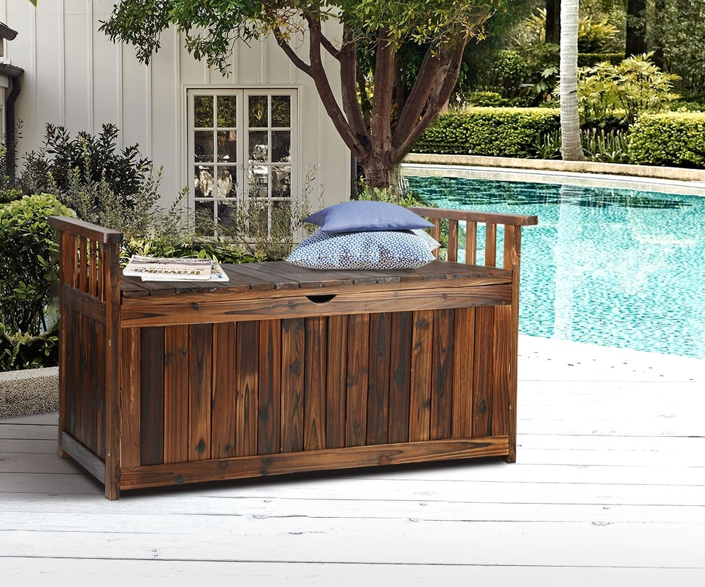 Livsip Outdoor Storage Box Wooden Garden Bench L Charcoal-Outdoor Storage Boxes-PEROZ Accessories