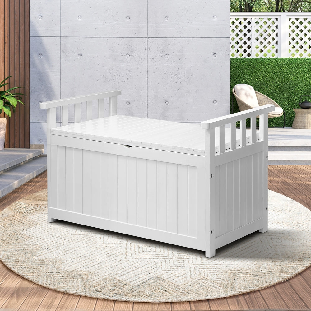 Livsip Outdoor Storage Box Wooden Garden Bench L White-Outdoor Storage Boxes-PEROZ Accessories