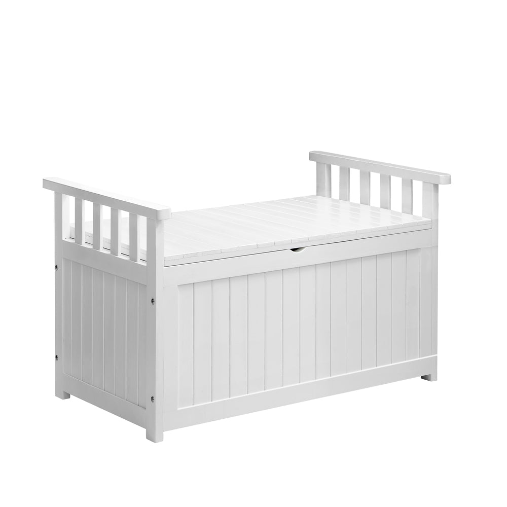 Livsip Outdoor Storage Box Wooden Garden Bench L White-Outdoor Storage Boxes-PEROZ Accessories