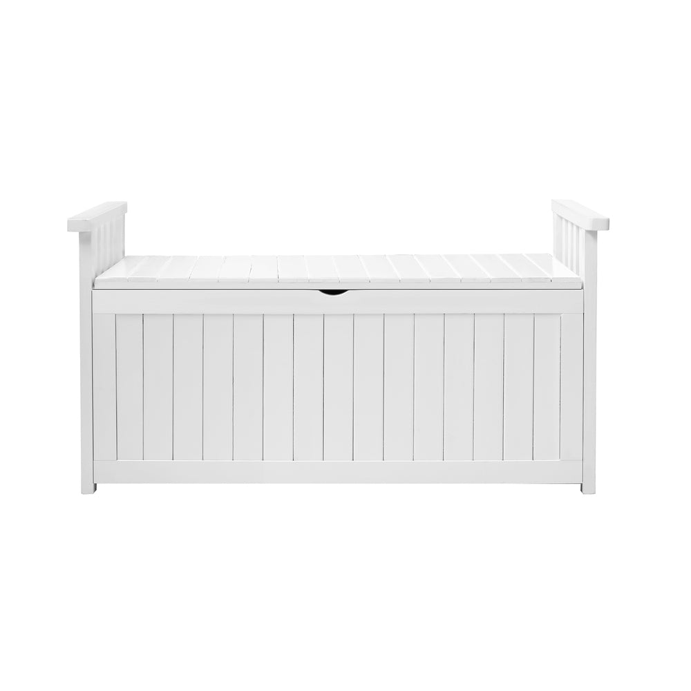 Livsip Outdoor Storage Box Wooden Garden Bench L White-Outdoor Storage Boxes-PEROZ Accessories