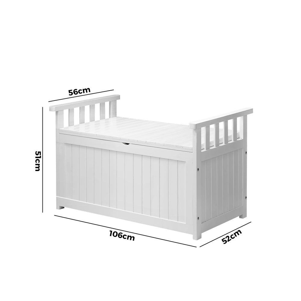Livsip Outdoor Storage Box Wooden Garden Bench L White-Outdoor Storage Boxes-PEROZ Accessories