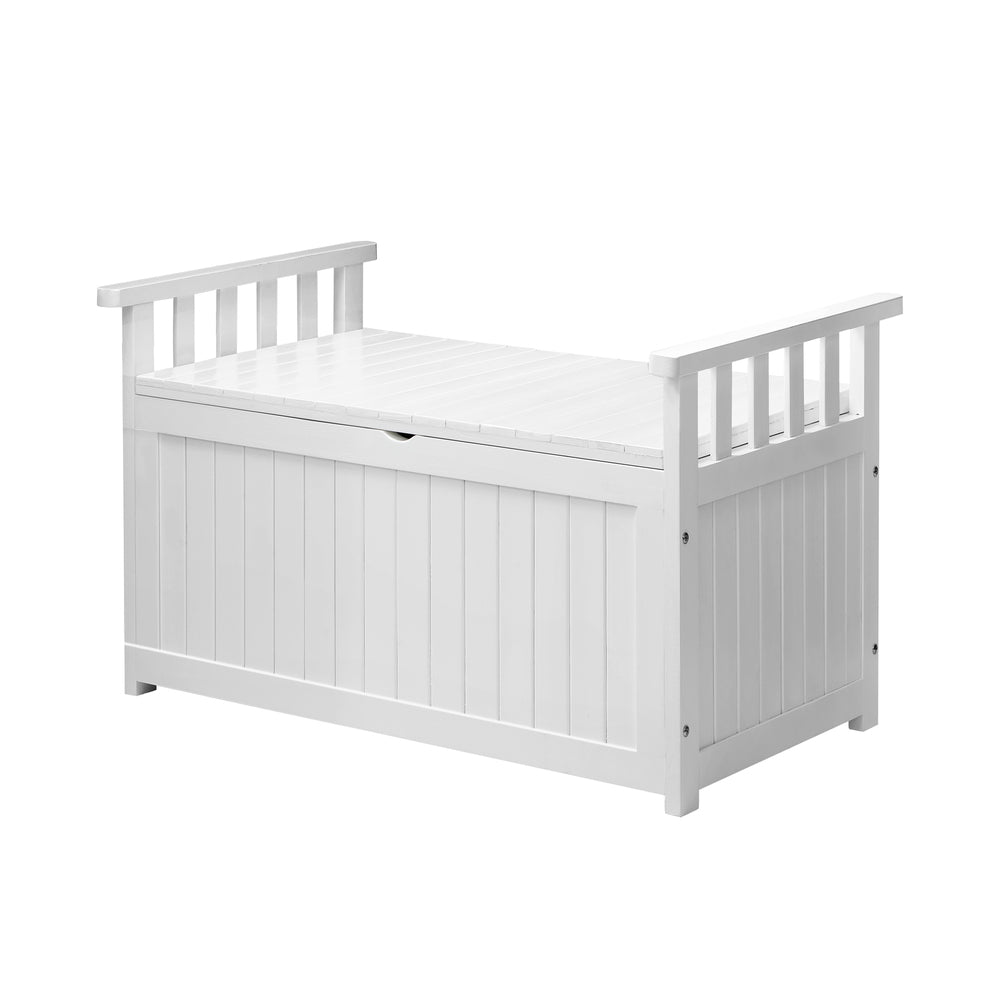 Livsip Outdoor Storage Box Wooden Garden Bench L White-Outdoor Storage Boxes-PEROZ Accessories