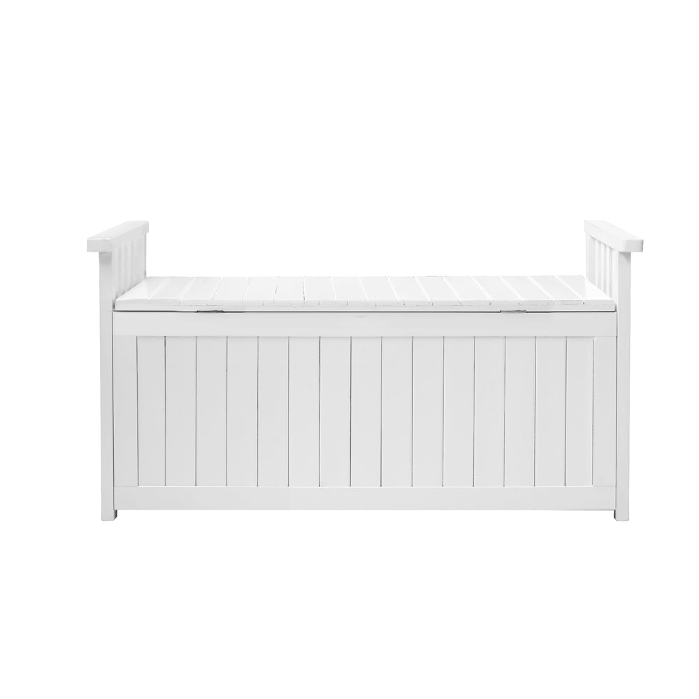 Livsip Outdoor Storage Box Wooden Garden Bench L White-Outdoor Storage Boxes-PEROZ Accessories