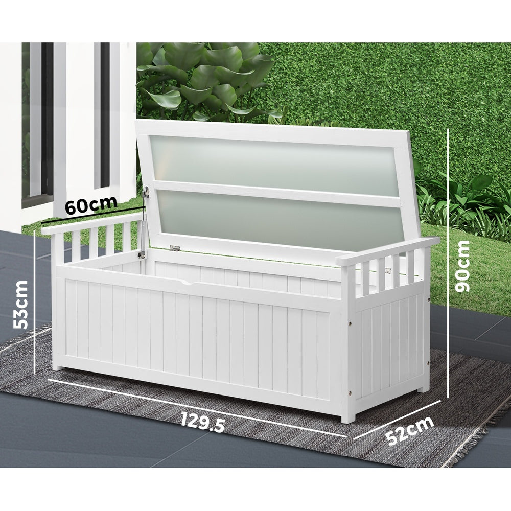 Livsip Outdoor Storage Box Garden Bench Wooden Cabinet Container Chest Toy Tool-Outdoor Storage Boxes-PEROZ Accessories