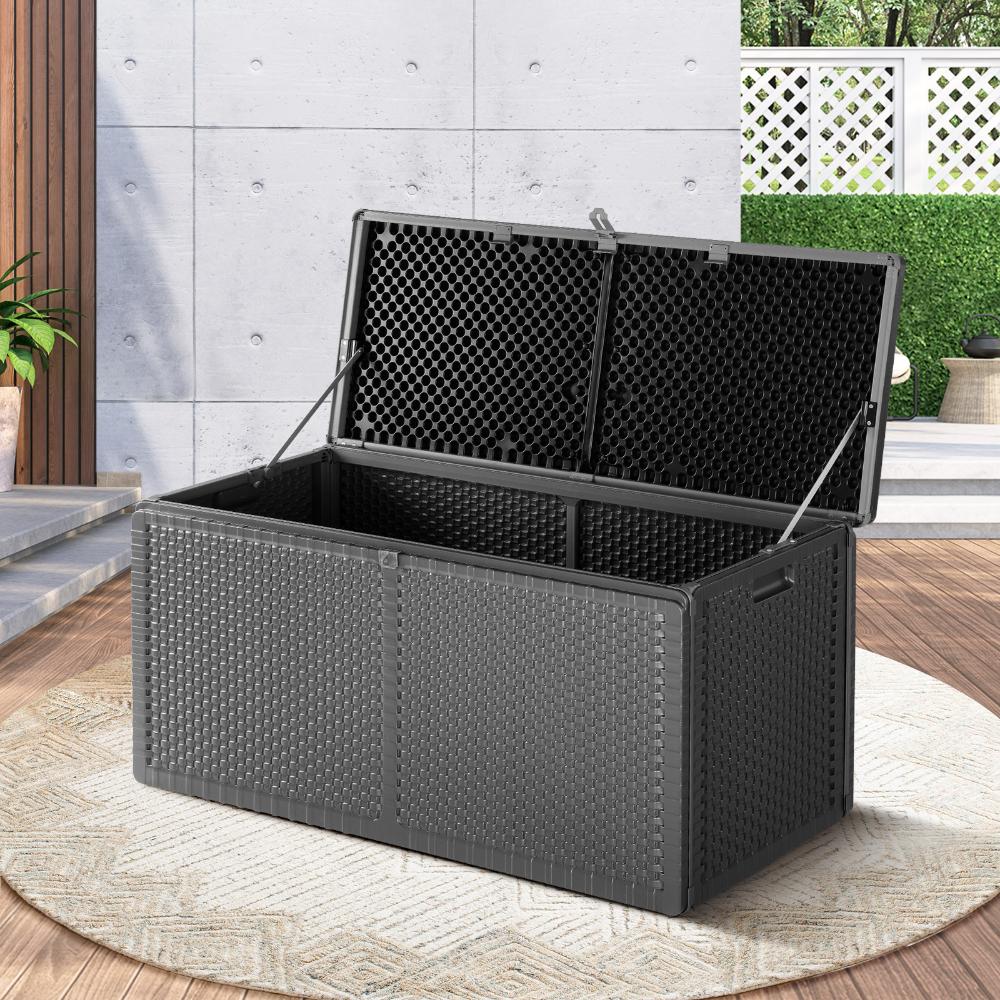 Livsip Outdoor Storage Box Bench 310L Black&Grey-Outdoor Storage Boxes-PEROZ Accessories