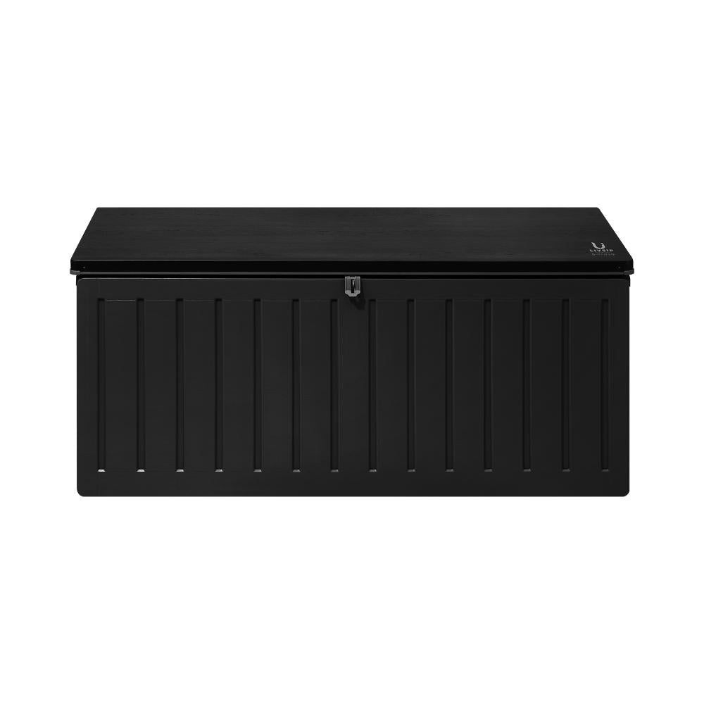 Livsip Outdoor Storage Box Bench 490L Cabinet Container Garden Deck Tool Black-Outdoor Storage Box-PEROZ Accessories