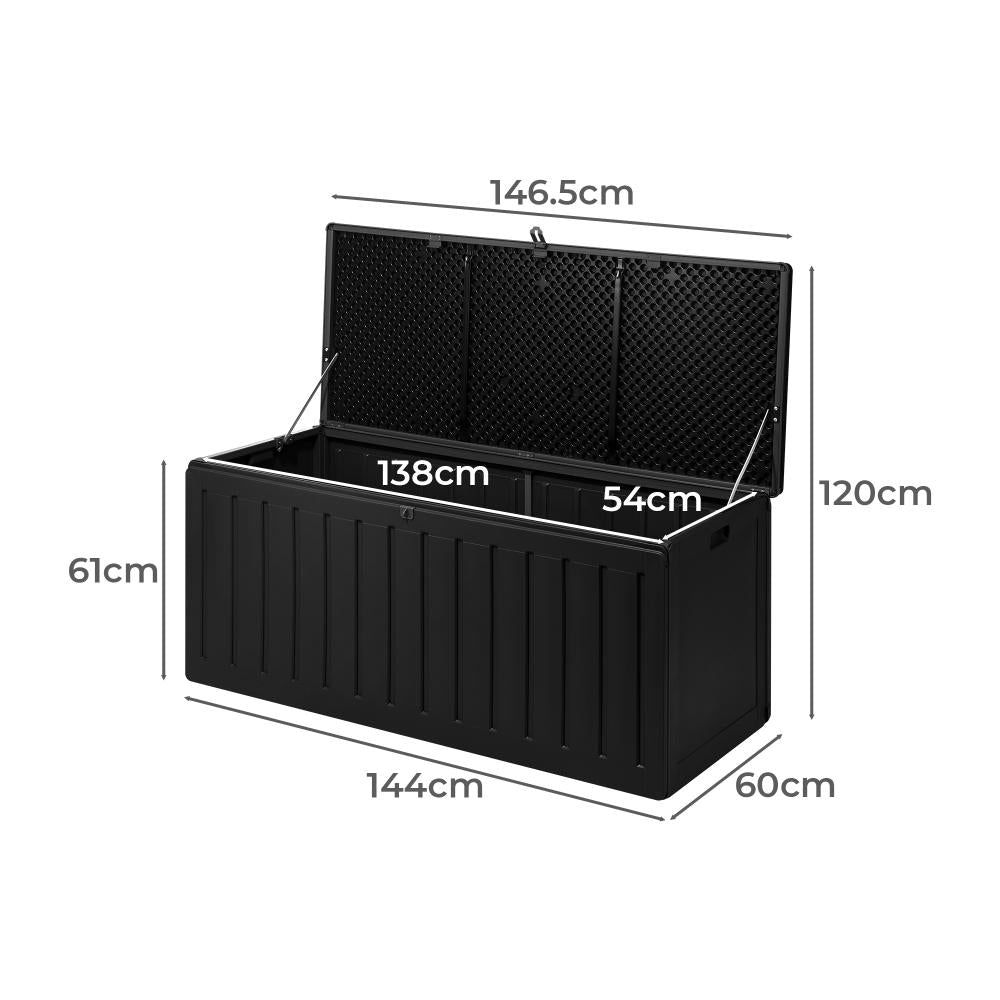 Livsip Outdoor Storage Box Bench 490L Cabinet Container Garden Deck Tool Black-Outdoor Storage Box-PEROZ Accessories