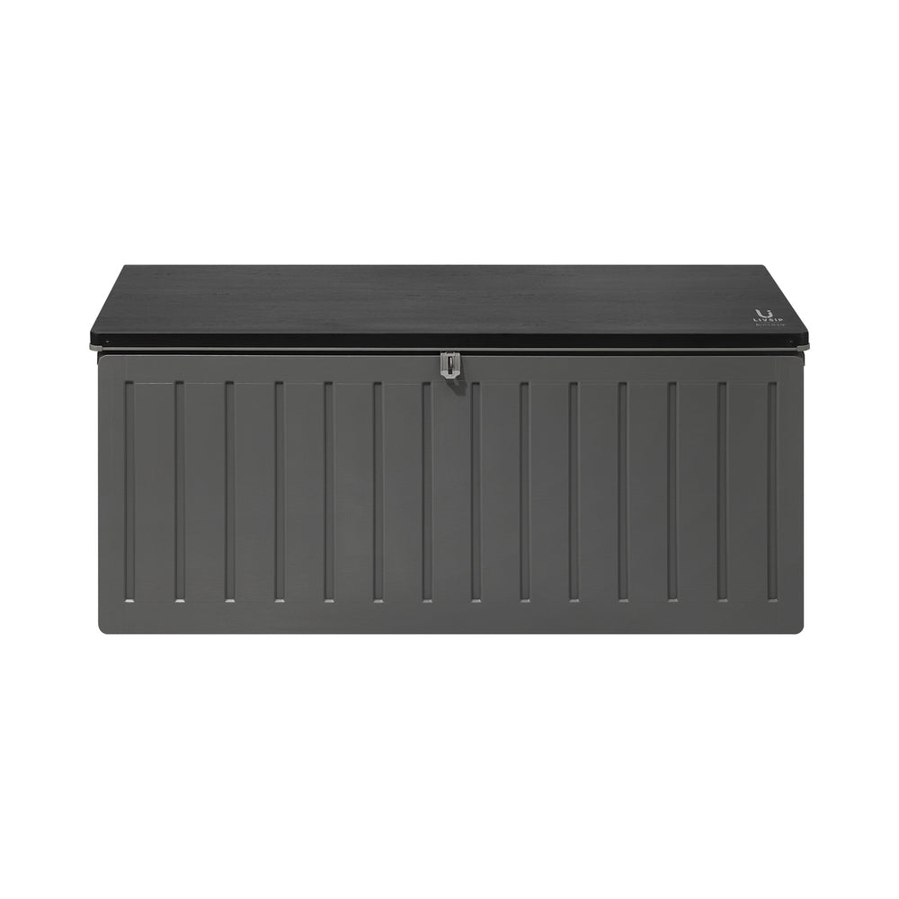 Livsip Outdoor Storage Box Bench 490L Cabinet Container Garden Deck Tool Grey-Outdoor Storage Boxes-PEROZ Accessories