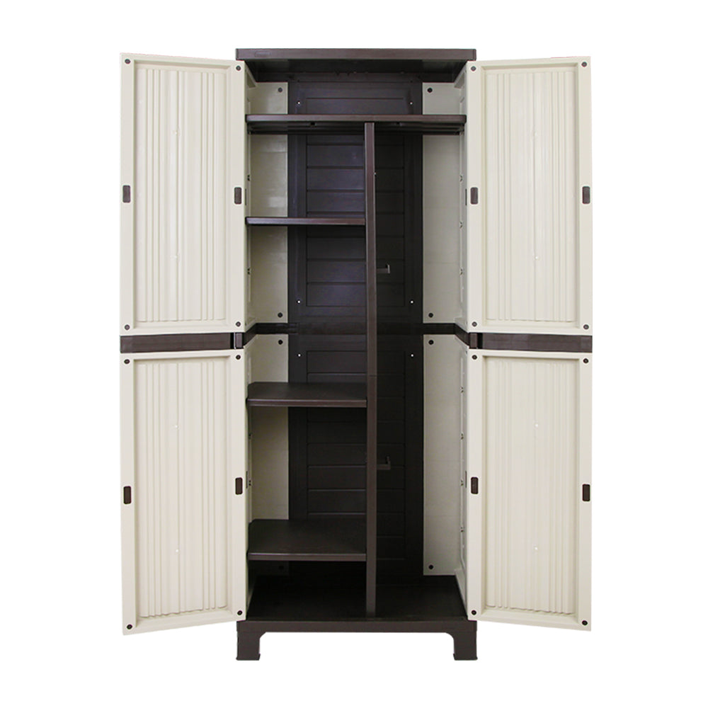 Gardeon Outdoor Storage Cabinet Box 173cm Lockable Cupboard Sheds Garage Adjustable Beige-Outdoor Storage Cabinets-PEROZ Accessories