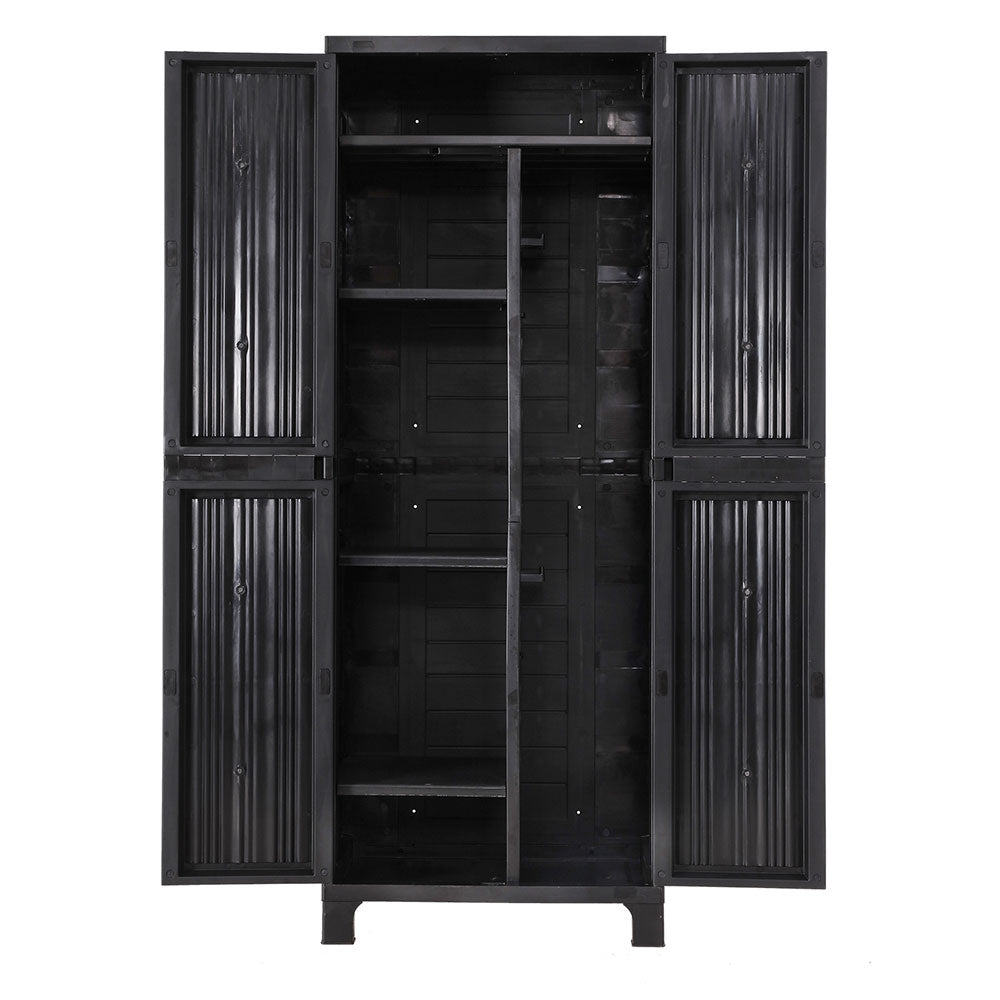 Gardeon Outdoor Storage Cabinet Box 173cm Lockable Cupboard Sheds Garage Adjustable Black-Outdoor Storage Cabinets-PEROZ Accessories