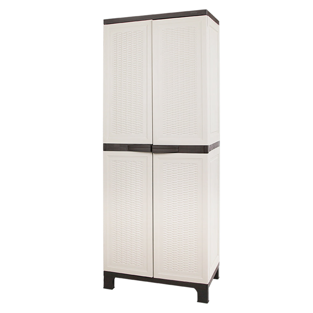 Gardeon Outdoor Storage Cabinet Box 173cm Lockable Cupboard Sheds Adjustable Rattan Beige-Outdoor Storage Cabinets-PEROZ Accessories