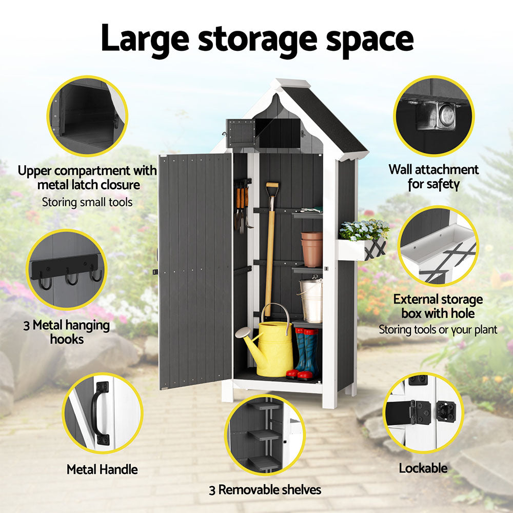 Gardeon Outdoor Storage Cabinet Shed Box Wooden Shelf Chest Garden Furniture-Outdoor Storage Cabinets-PEROZ Accessories