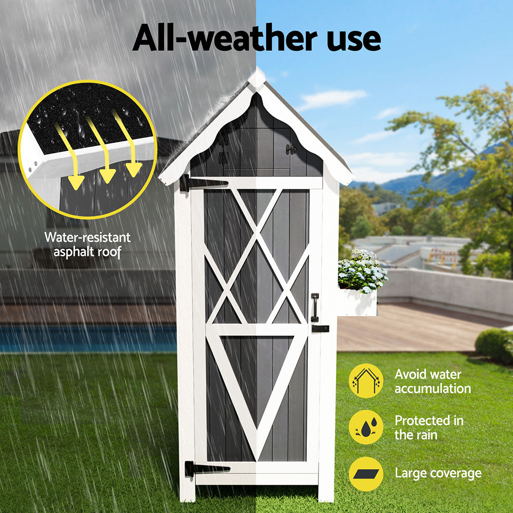 Gardeon Outdoor Storage Cabinet Shed Box Wooden Shelf Chest Garden Furniture-Outdoor Storage Cabinets-PEROZ Accessories