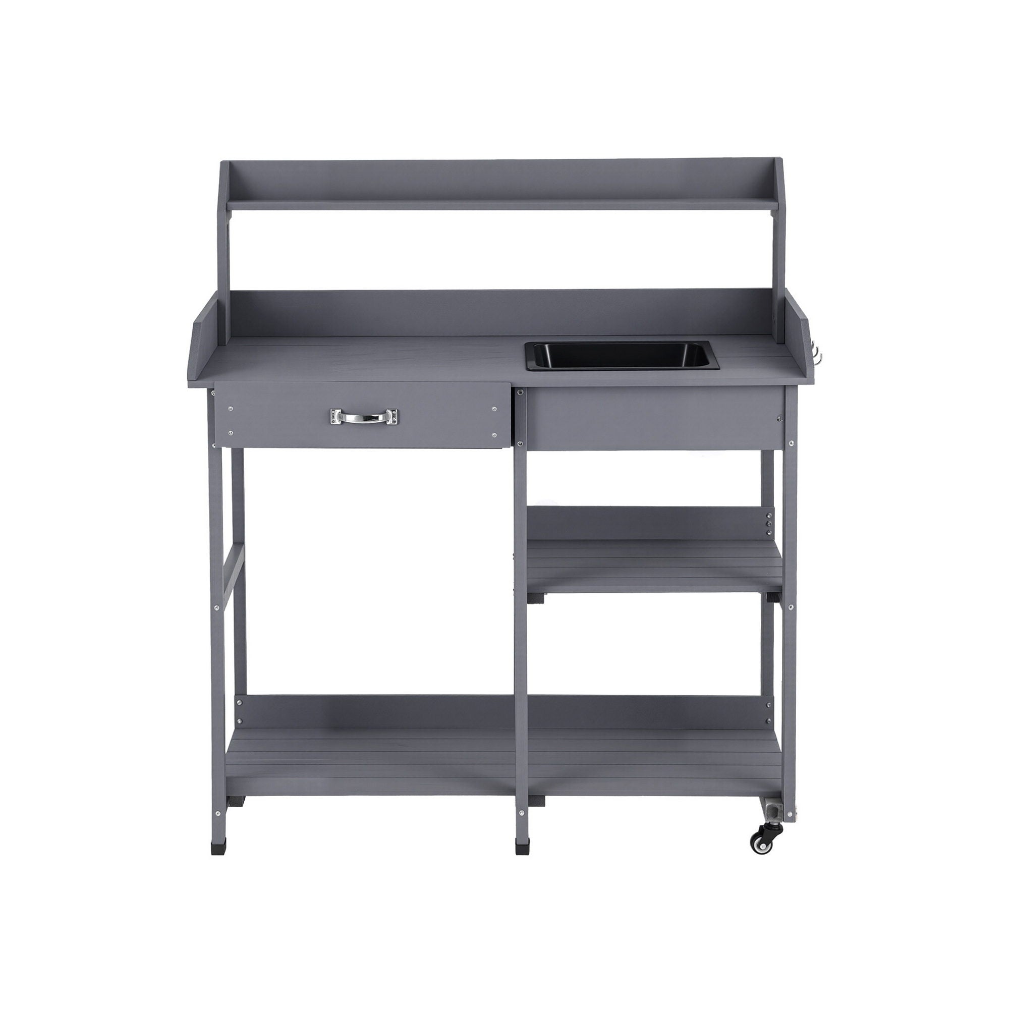 Gardeon Outdoor Potting Bench Table Storage Cabinet Potters Garden Workstation Grey-Home & Garden > Storage > Storage Cabinets & Lockers-PEROZ Accessories