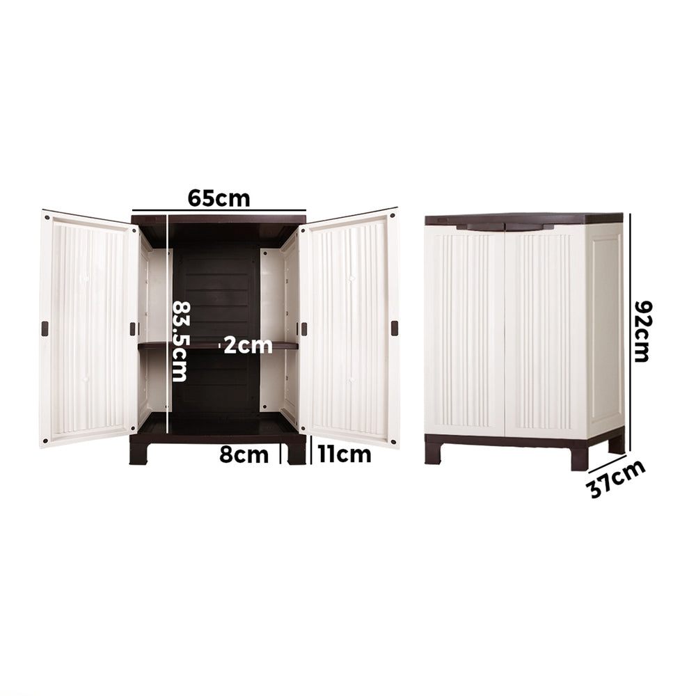 Livsip Garden Shed Outdoor Storage Cabinet with Adjustable Shelf and Lockable Door Beige-Outdoor Storage Cabinets-PEROZ Accessories