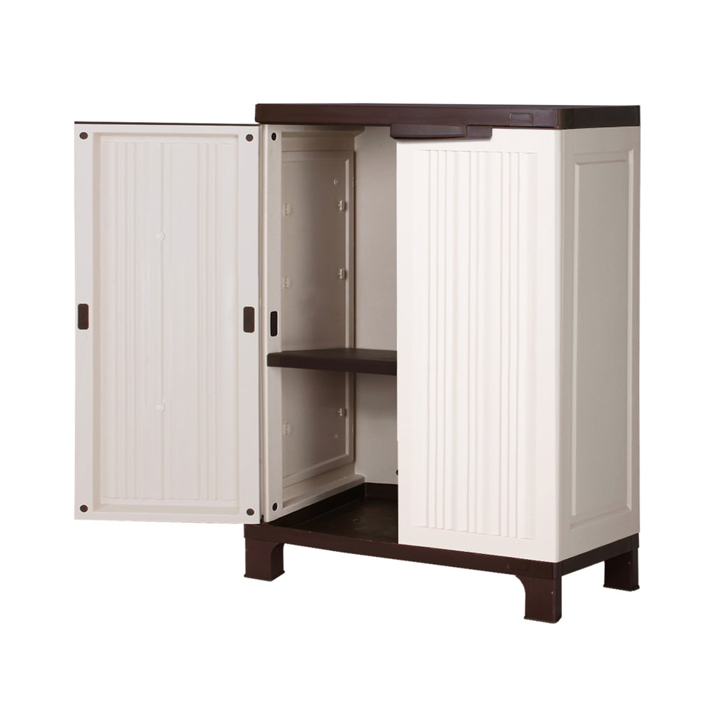 Livsip Garden Shed Outdoor Storage Cabinet with Adjustable Shelf and Lockable Door Beige-Outdoor Storage Cabinets-PEROZ Accessories