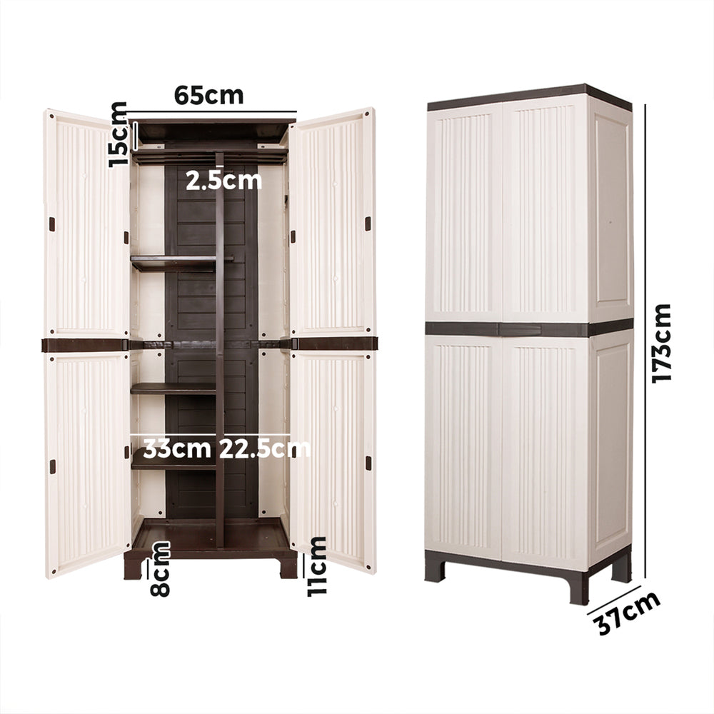 Livsip Outdoor Storage Cabinet Box Garage Garden Cupboard Adjustable Lockable-Outdoor Storage Cabinets-PEROZ Accessories