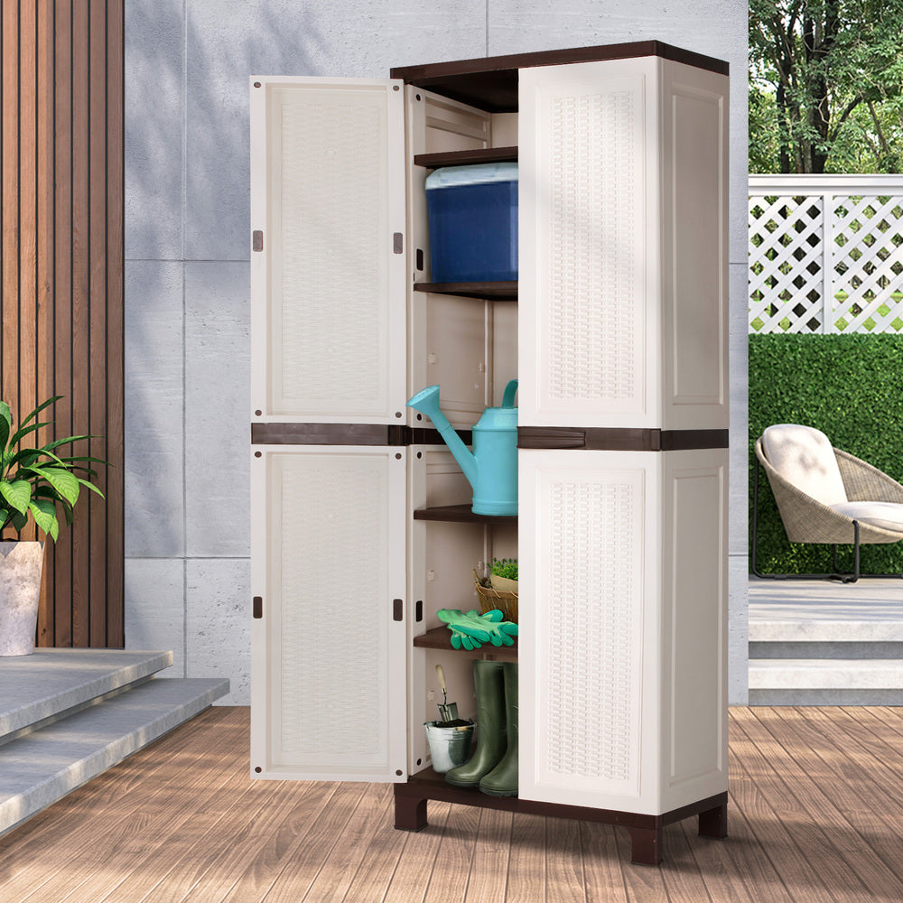 Livsip Outdoor Storage Cabinet Box Garage Cupboard Garden Adjustable Lockable-Outdoor Storage Cabinets-PEROZ Accessories