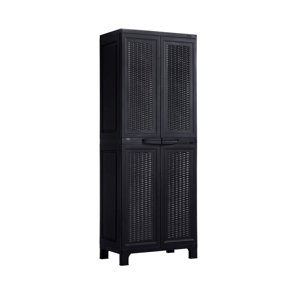 Livsip Outdoor Storage Cabinet Adjustable Tall Black-Outdoor Storage Cabinets-PEROZ Accessories