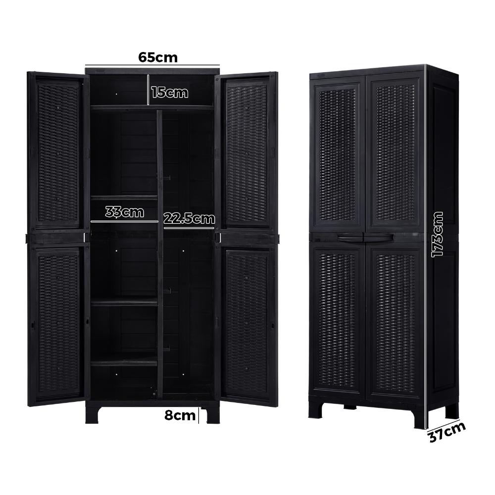 Livsip Outdoor Storage Cabinet Adjustable Tall Black-Outdoor Storage Cabinets-PEROZ Accessories