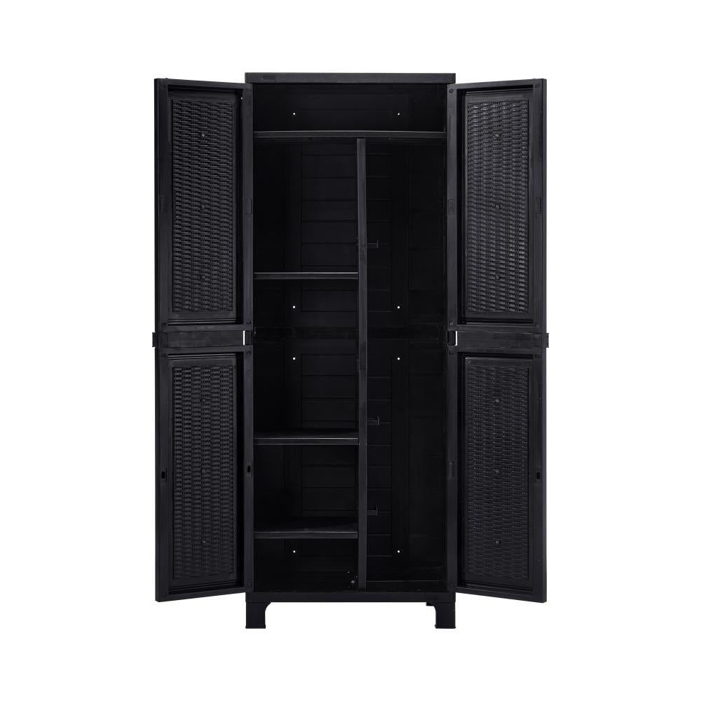 Livsip Outdoor Storage Cabinet Adjustable Tall Black-Outdoor Storage Cabinets-PEROZ Accessories