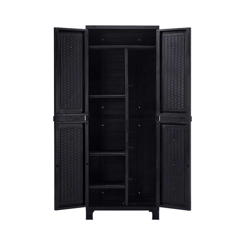 Livsip Outdoor Storage Cabinet Adjustable Tall Black-Outdoor Storage Cabinets-PEROZ Accessories