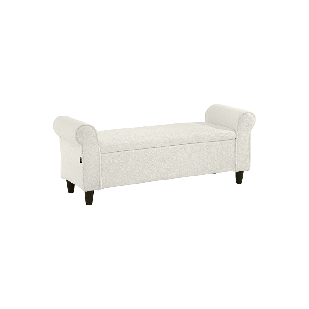 Oikiture Storage Ottoman Blanket Box Sherpa Fabric Arm Foot Stool Couch Large-Ottoman-PEROZ Accessories