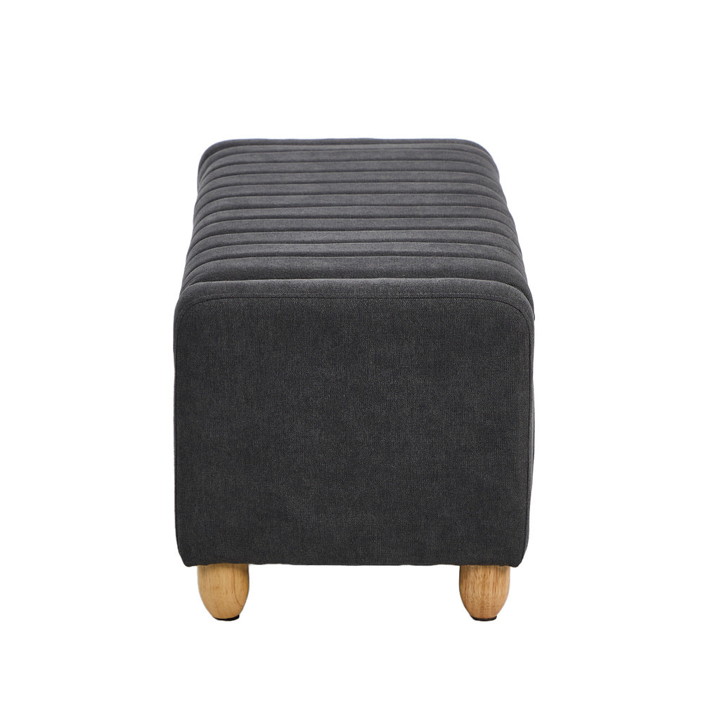 Oikiture Storage Ottoman Couch Footstool Linen Toy Chest Bench Grey-Ottoman-PEROZ Accessories