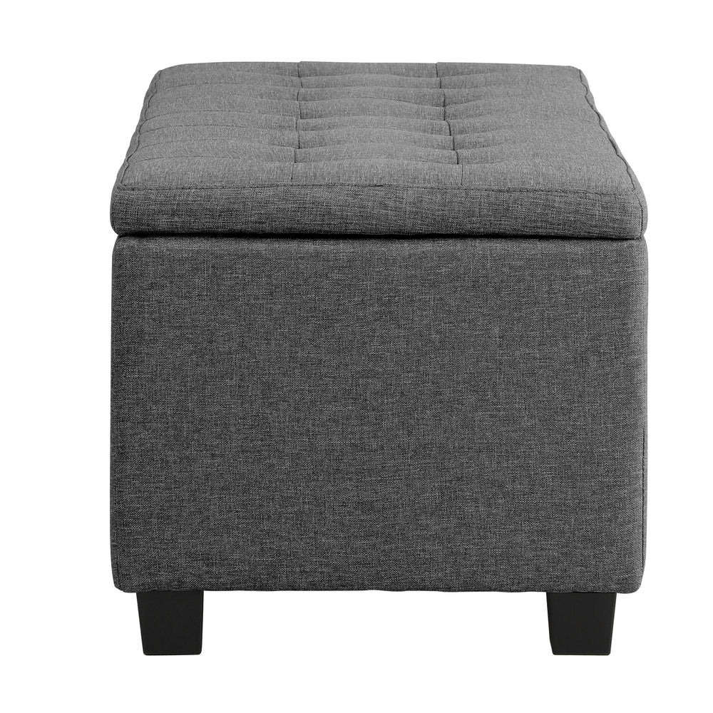 Oikiture Storage Ottoman Blanket Box Faux Linen Chest Toy Foot Stool LARGE Grey-Ottomans-PEROZ Accessories