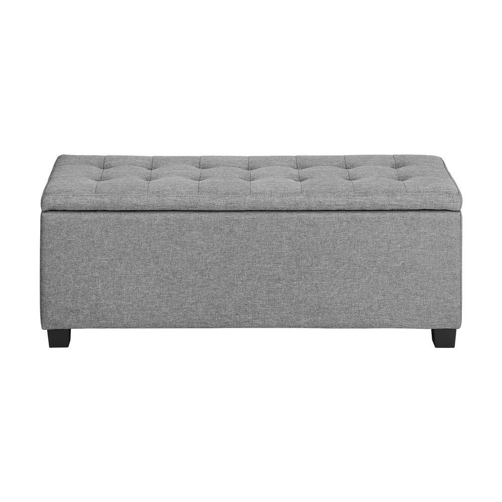 Oikiture Storage Ottoman Blanket Box Faux Linen Chest Toy Foot Stool LARGE-Ottomans-PEROZ Accessories