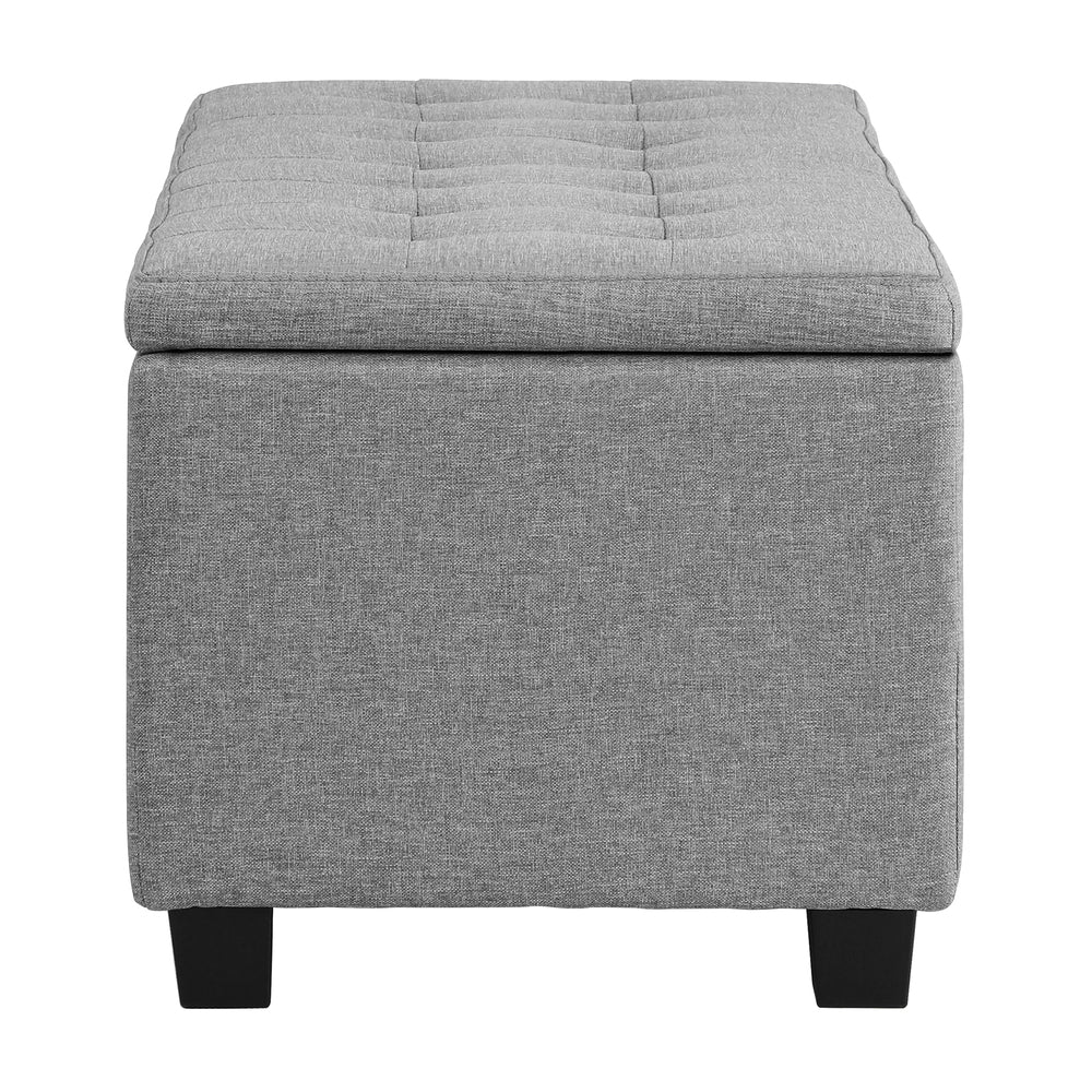 Oikiture Storage Ottoman Blanket Box Faux Linen Chest Toy Foot Stool LARGE-Ottomans-PEROZ Accessories