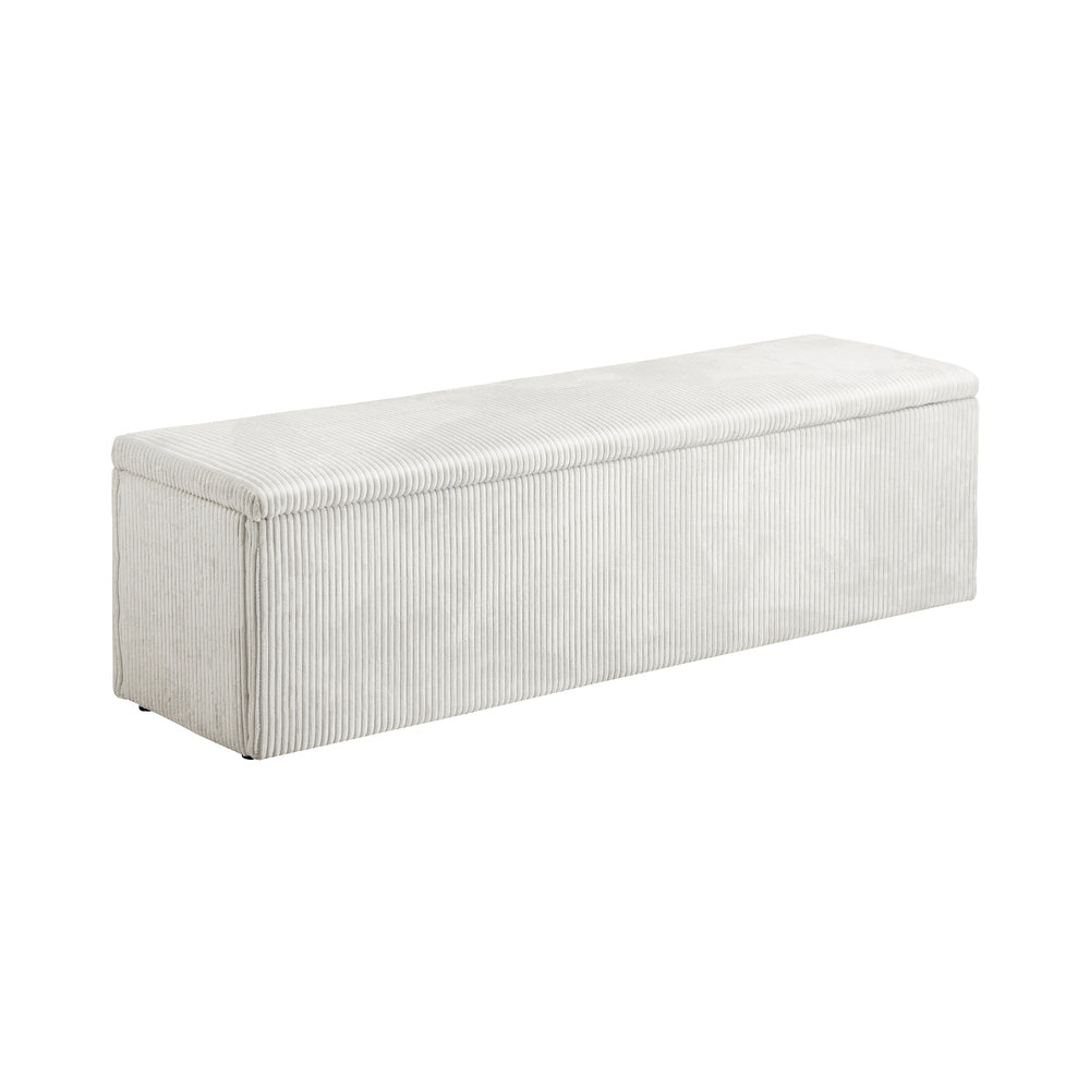 Oikiture Storage Ottoman Blanket Box XL Polyester Beige-Ottoman-PEROZ Accessories