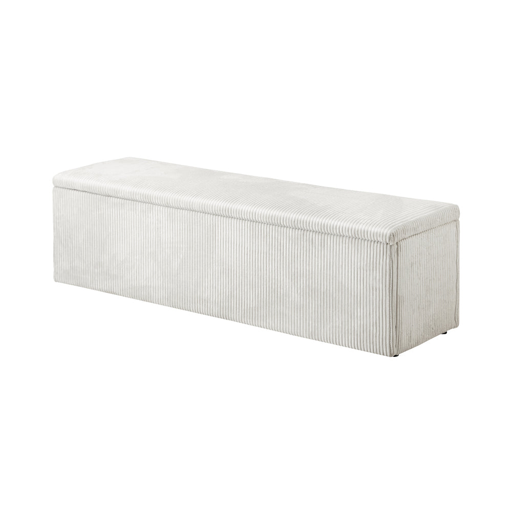 Oikiture Storage Ottoman Blanket Box XL Polyester Beige-Ottoman-PEROZ Accessories