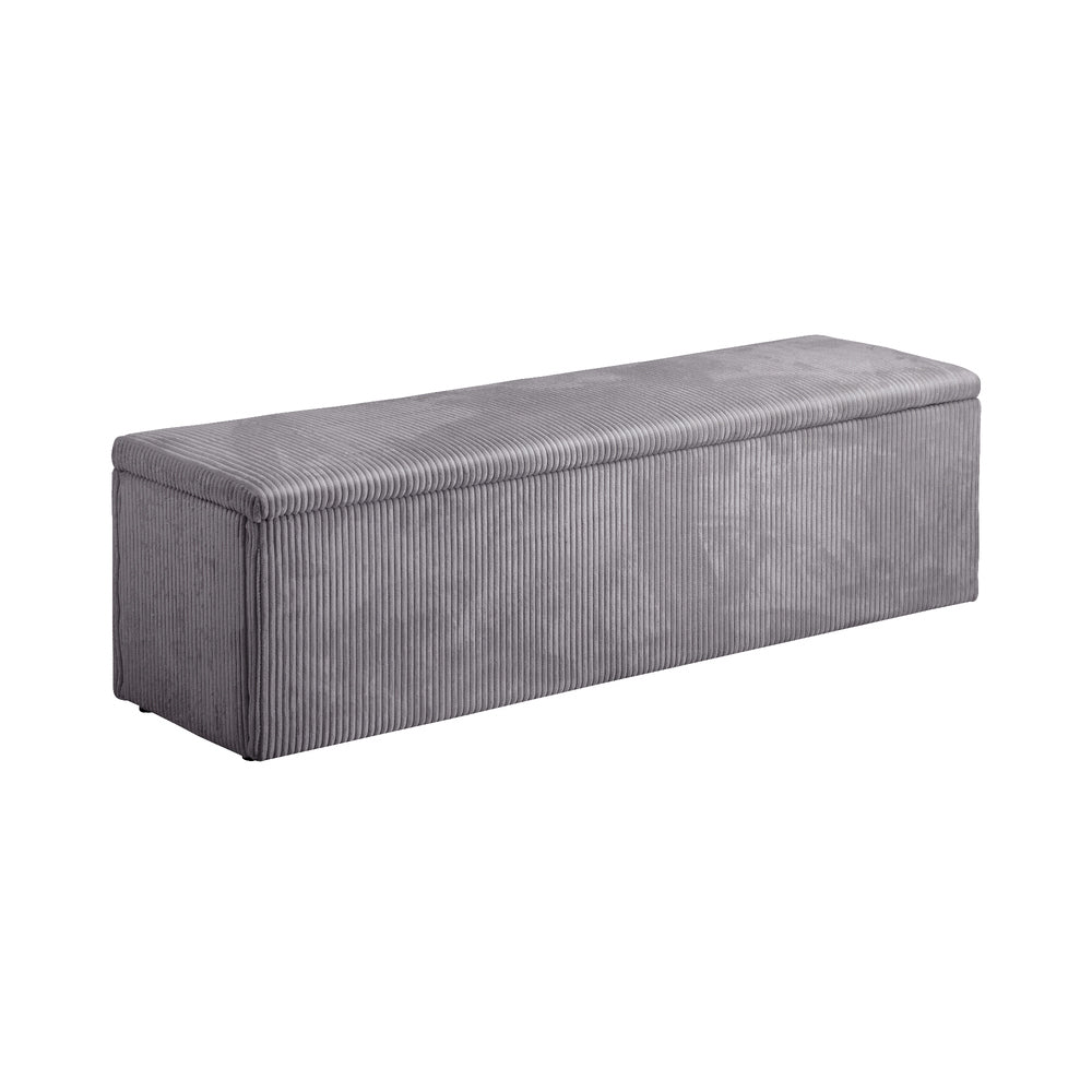 Oikiture Storage Ottoman Blanket Box XL Polyester Grey-Ottoman-PEROZ Accessories