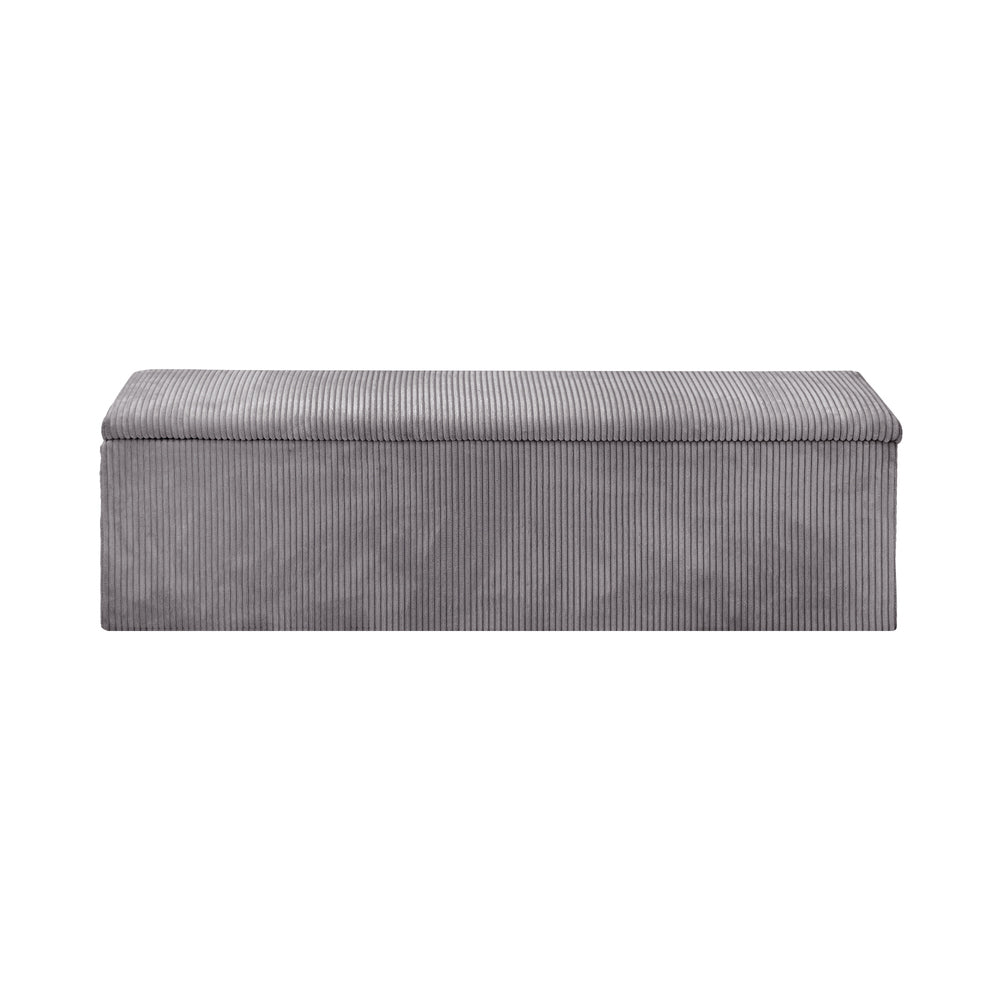 Oikiture Storage Ottoman Blanket Box XL Polyester Grey-Ottoman-PEROZ Accessories