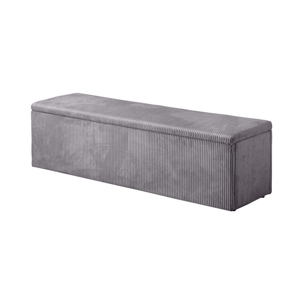 Oikiture Storage Ottoman Blanket Box XL Polyester Grey-Ottoman-PEROZ Accessories