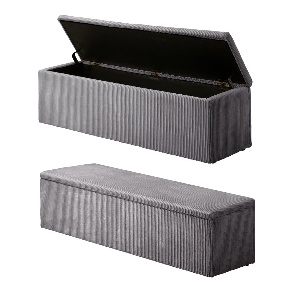 Oikiture Storage Ottoman Blanket Box XL Polyester Grey-Ottoman-PEROZ Accessories