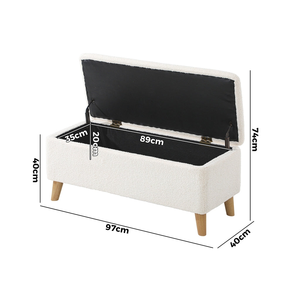 Oikiture Storage Ottoman, 97 x 40 x 40 Footrest Stool Bench Padded Seat Storage Box Home Bedroom Furniture-Ottoman-PEROZ Accessories