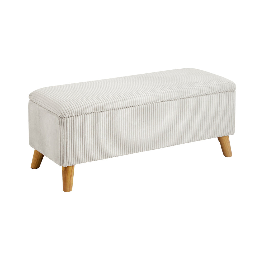 Oikiture Storage Ottoman Blanket Box LARGE Polyester Beige-Ottoman-PEROZ Accessories