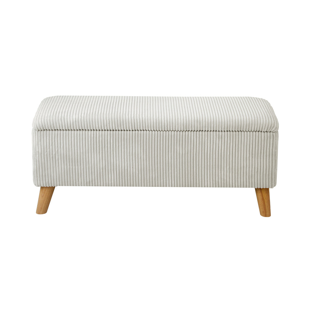 Oikiture Storage Ottoman Blanket Box LARGE Polyester Beige-Ottoman-PEROZ Accessories