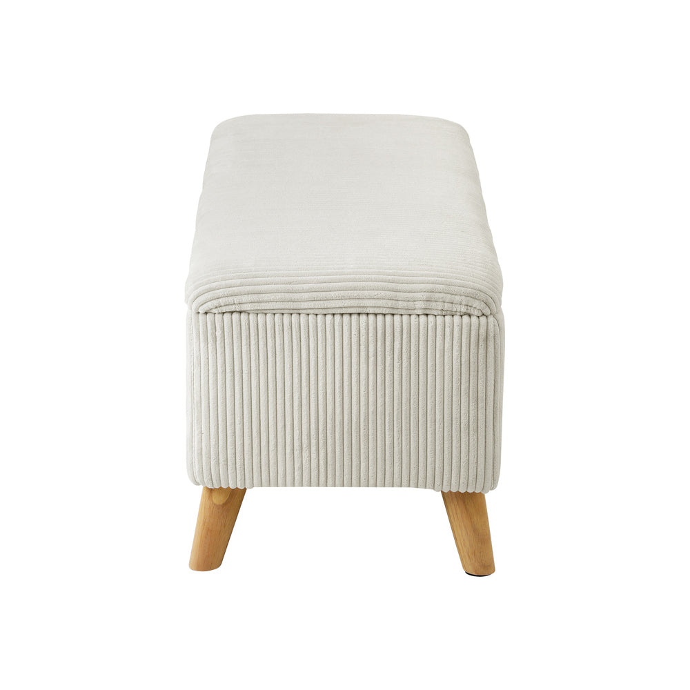 Oikiture Storage Ottoman Blanket Box LARGE Polyester Beige-Ottoman-PEROZ Accessories